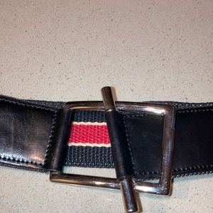 Vintage Tanner Black Red Silver Small Waist Belt